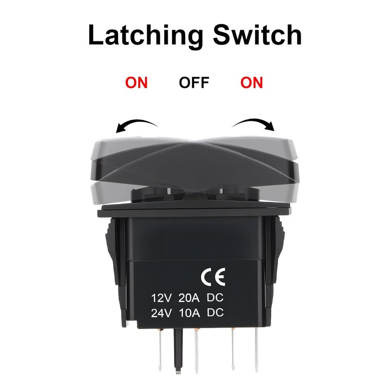 Weasch Turn Signal Switch, 4Pin ON-Off-ON, 12V 20A 24V 10A, Laser Etched SPDT Toggle Rocker Switche, with Jumper Wires for Car Boat Truck Trailer, Blue - Image 3